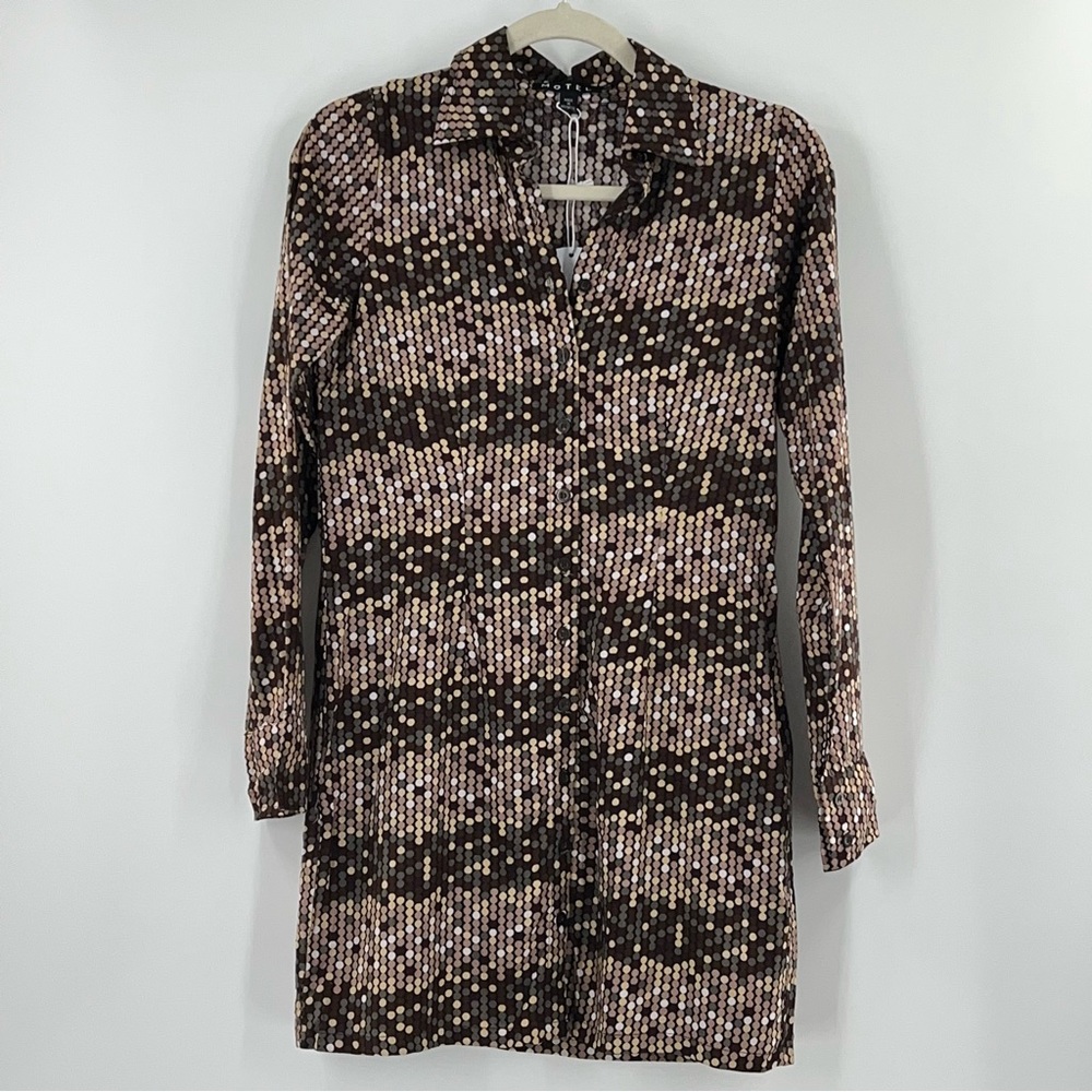 Motel Vaya Button Up Mini Dress in Retro Polka Dot NWT size XS - Picture 4 of 8